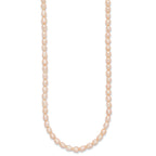 Sterling Silver Rhodium-plate 4-5mm Pink Rice Freshwater Cultured Pearl Children's 13 inch Necklace