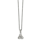 Chisel Stainless Steel Polished with Preciosa Crystal Trinity Knot Pendant on a 16 inch Cable Chain with a 1 inch Extension Necklace