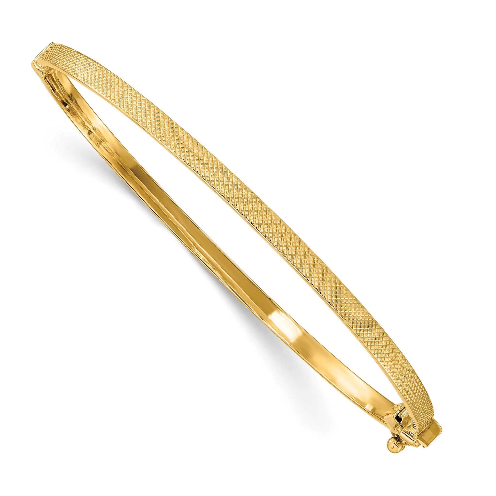14K Textured Hinged Bangle Main image