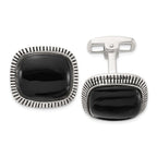 Sterling Silver Onyx and Enamel Cuff Links
