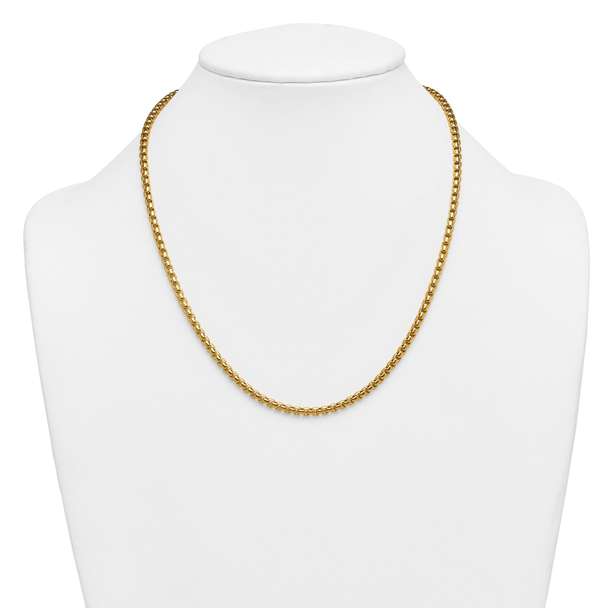 14K Gold Filled Round Venetian Box Chain Necklace in 3.6mm Width