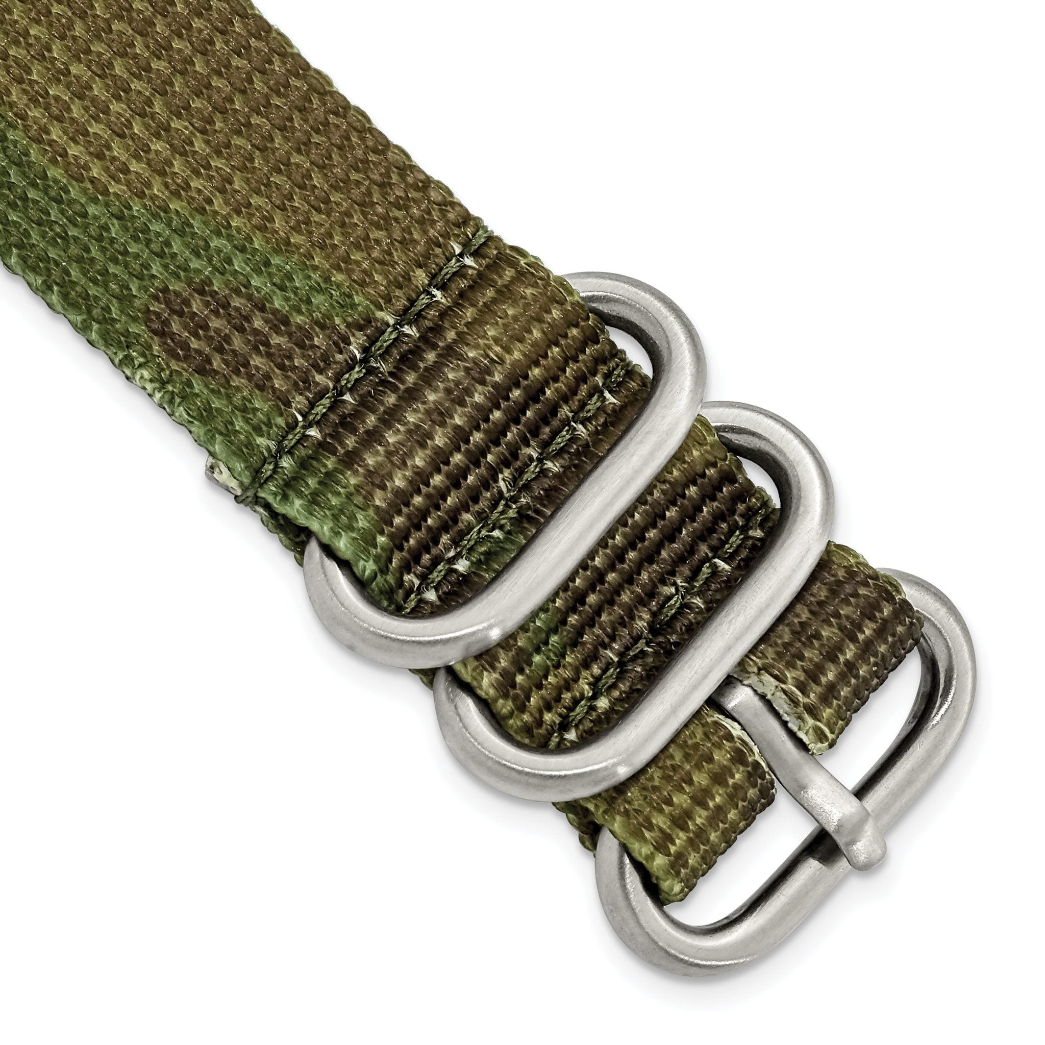 Green Camo Ballistic Nylon Watch Band in Stainless Steel, 20mm