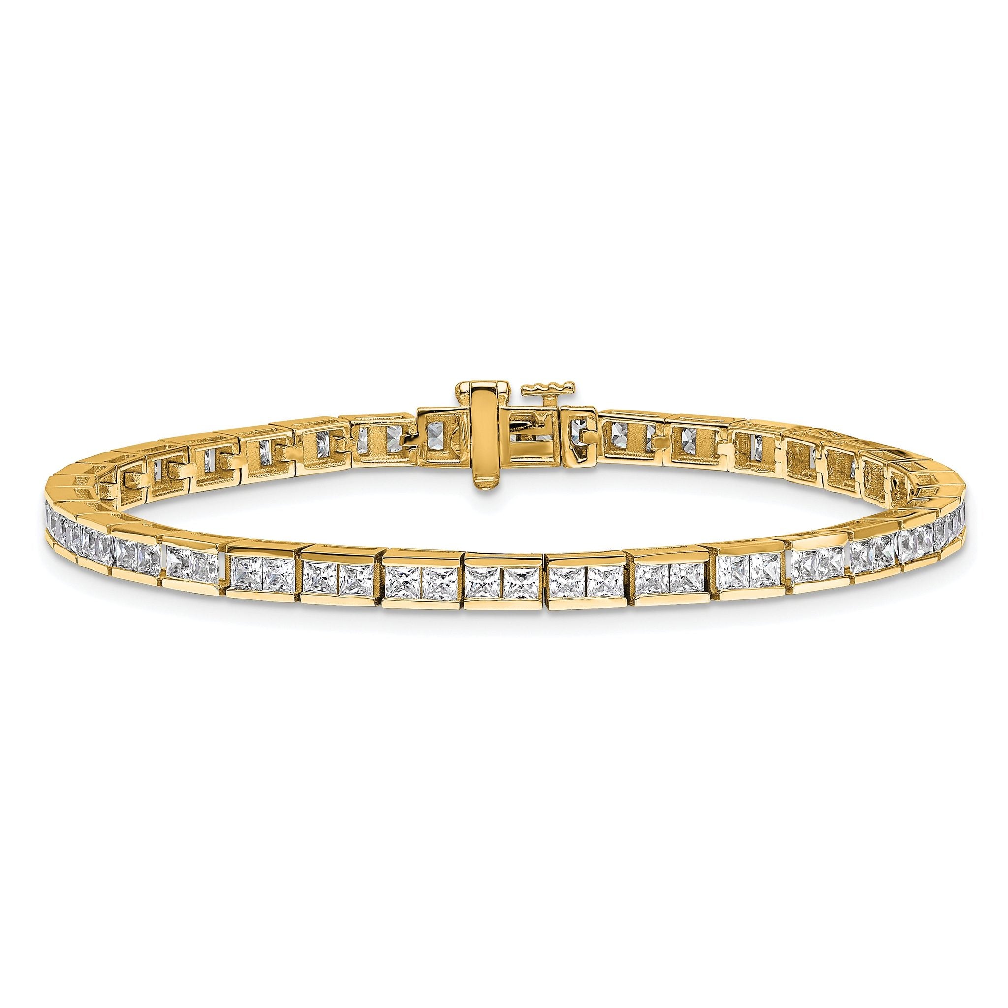 14k 5 carat Lab Grown Diamond VS+ F+ Complete Princess Bezel Set Tennis Bracelet Secondary image