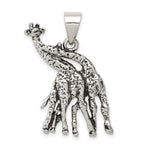 Sterling Silver 925 Antiqued Giraffes Pendant Elegant Vintage Style