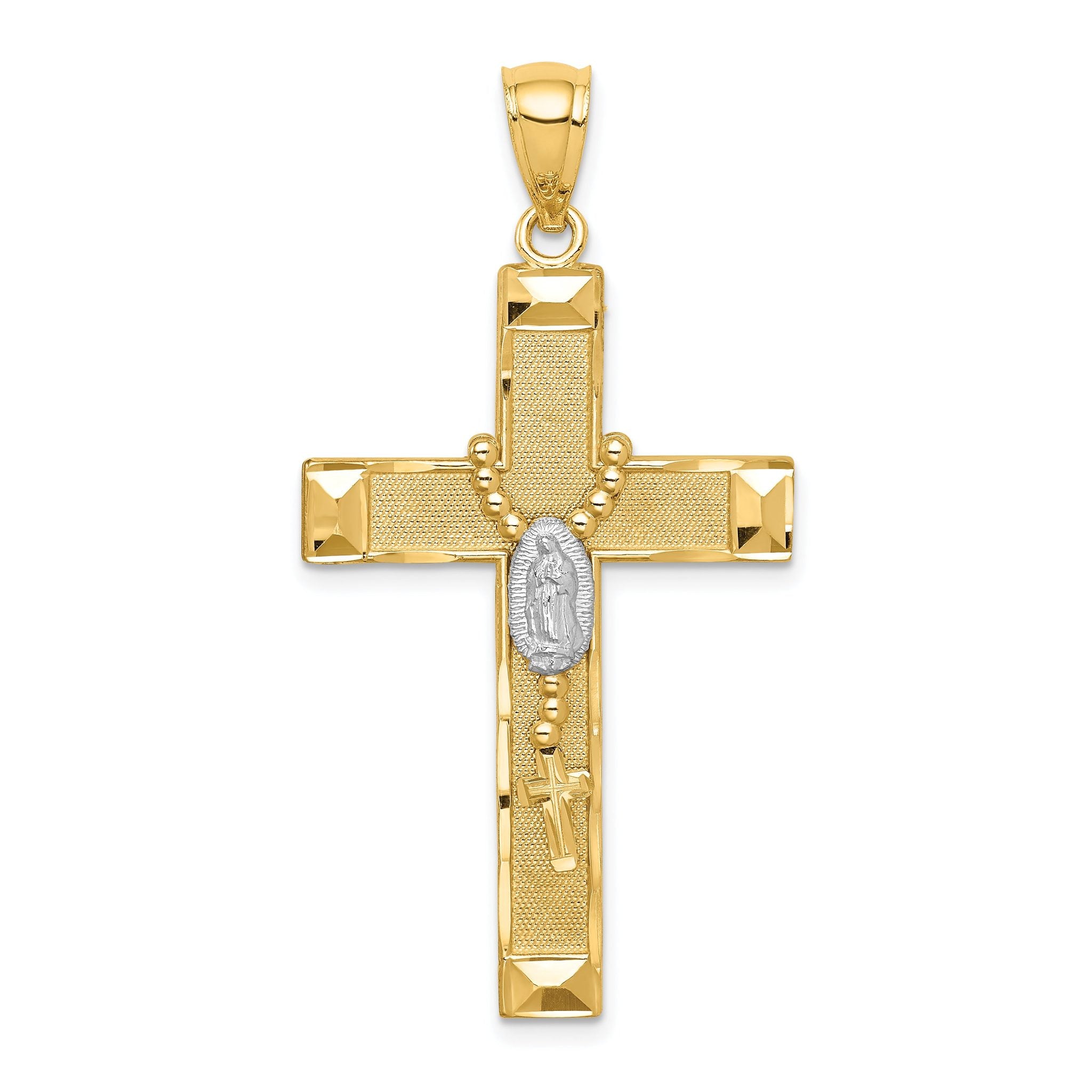 14K w/Rhodium Cross w/Rosary Pendant Main image