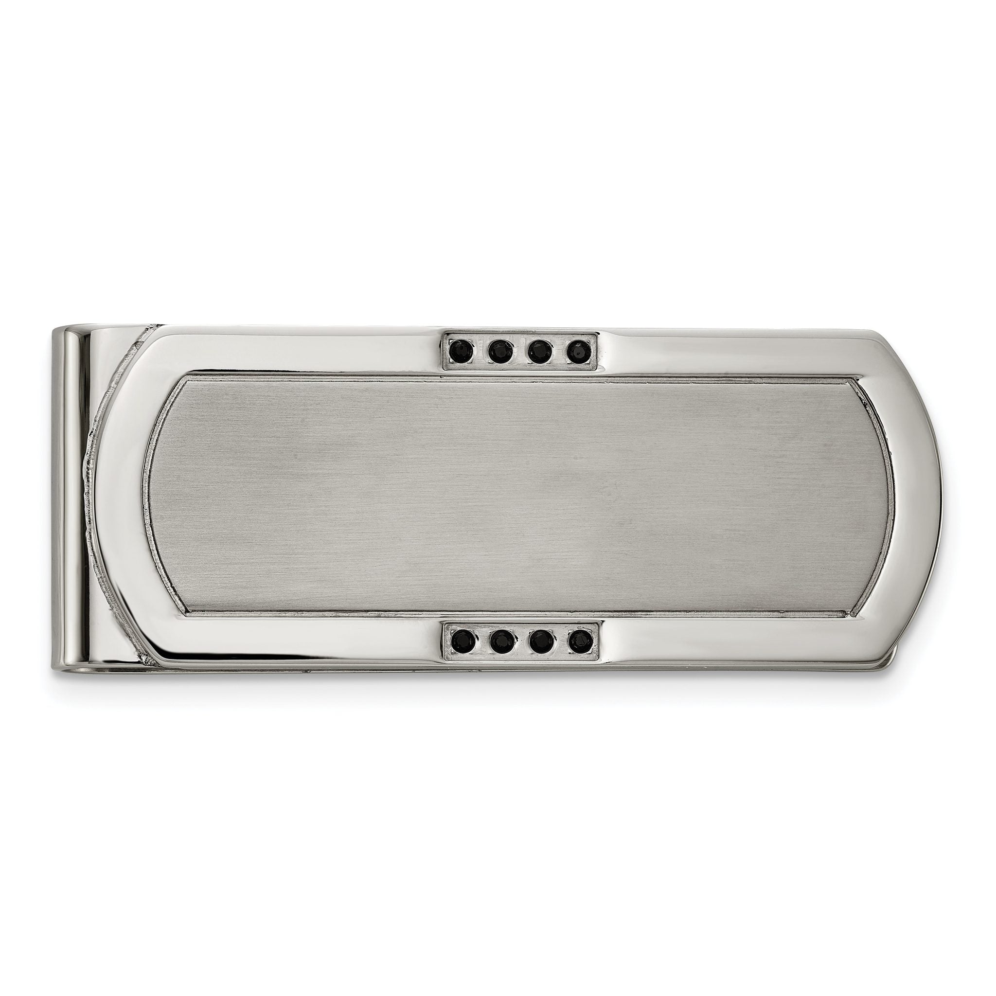 Chisel Stainless Steel Brushed and Polished with Black CZ Money Clip Main image