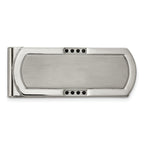 Chisel Stainless Steel Brushed and Polished with Black CZ Money Clip