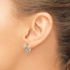 Stainless Steel Polished & Brushed Hinged Huggie Hoop Earrings