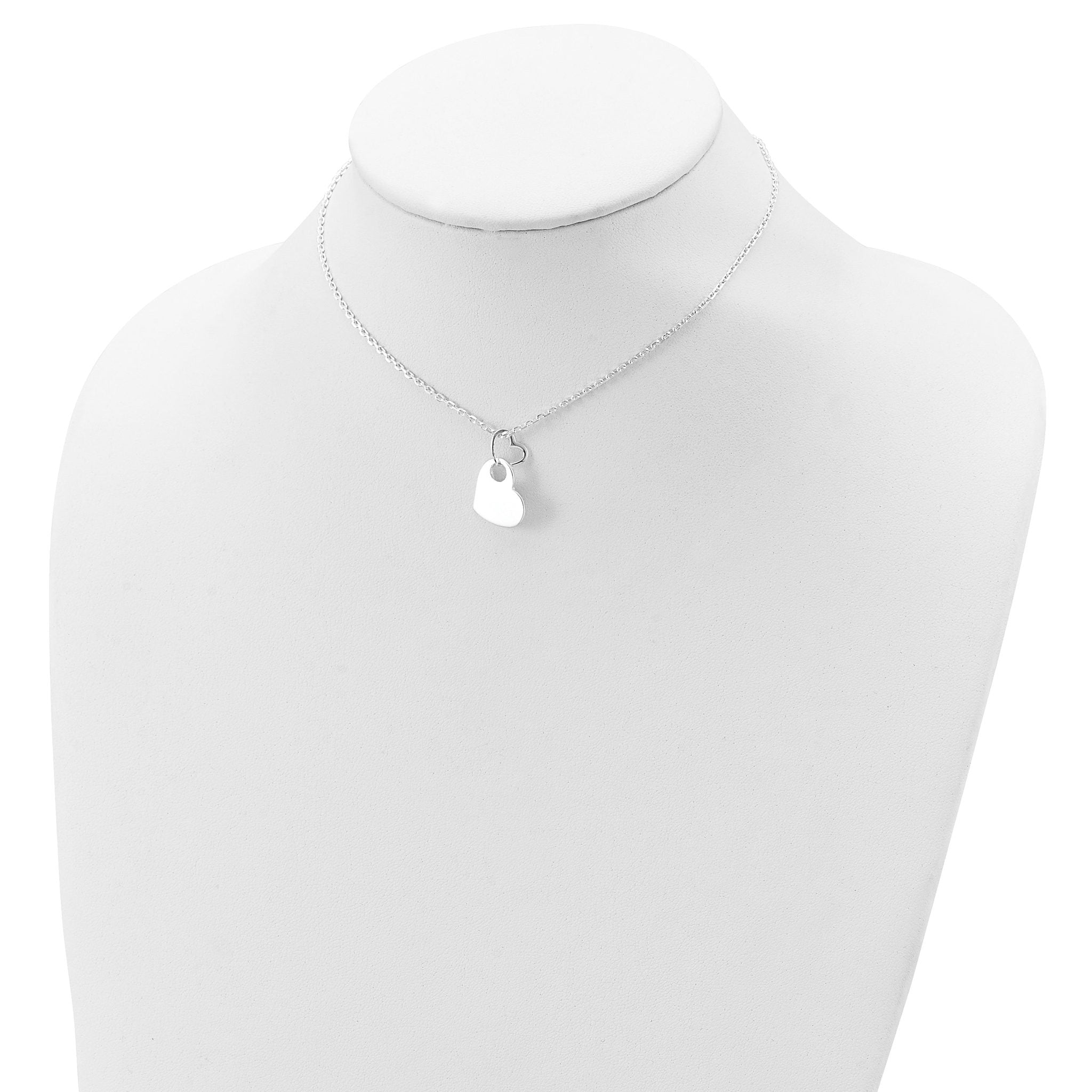 Sophia Jewelers Sterling Silver Heart Dangle Necklace 925 Polished Engravable