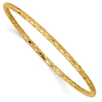 14K Gold Women's Polished Textured Slip-On Bangle Bracelet