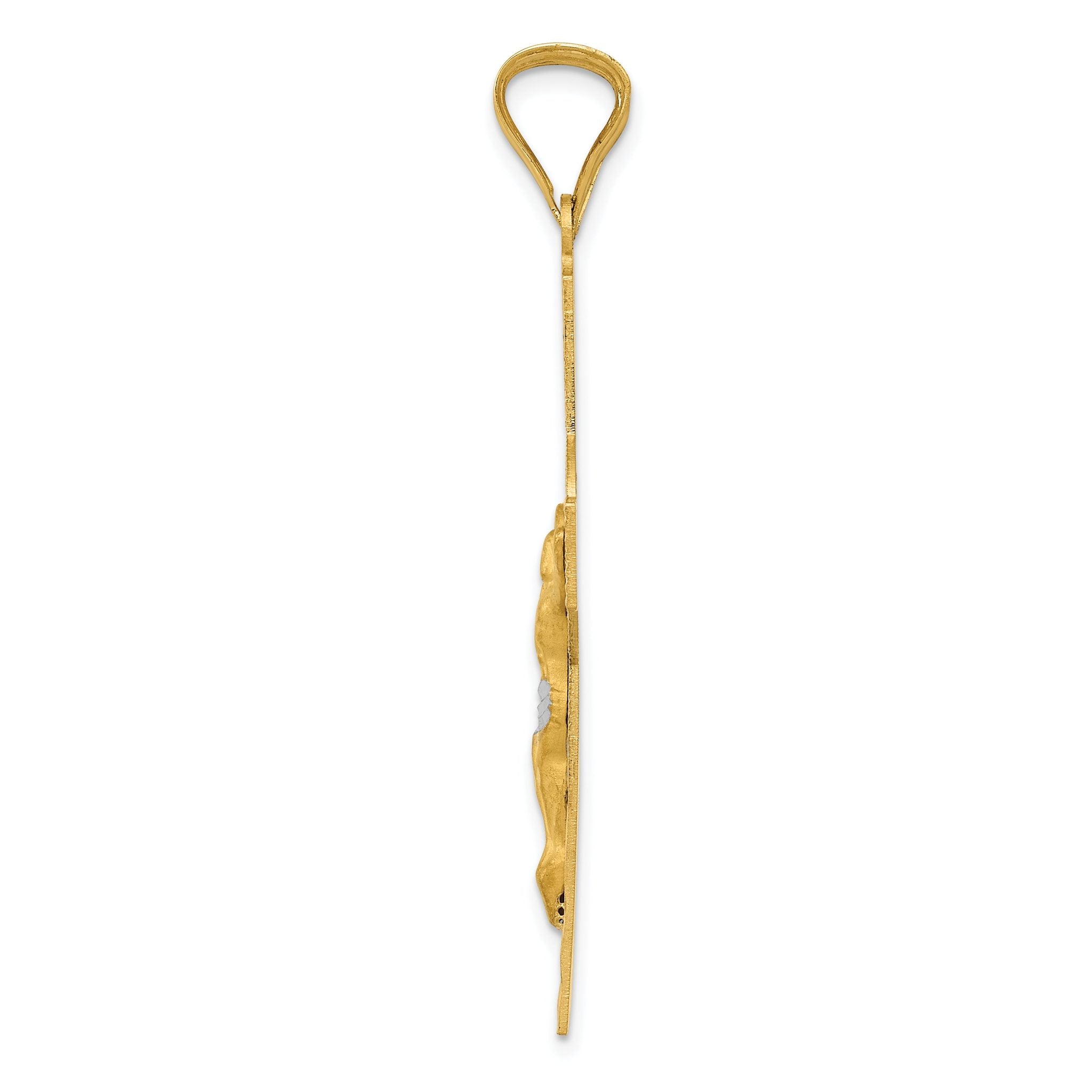 14K Two-Tone Gold Iona Crucifix Pendant with Rose and White Rhodium Secondary image