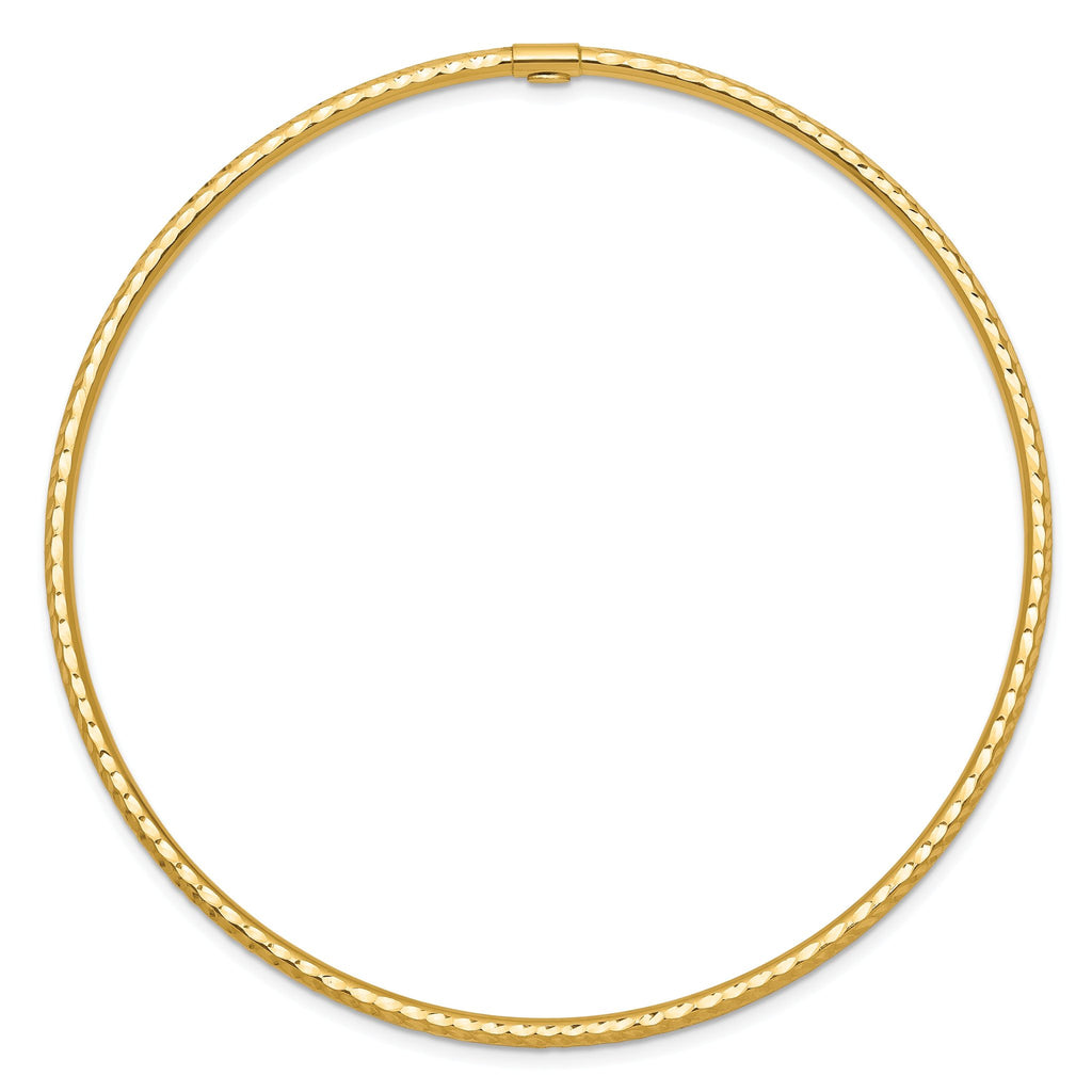 10k 2mm Diamond-cut Tube Slip-on Bangle
