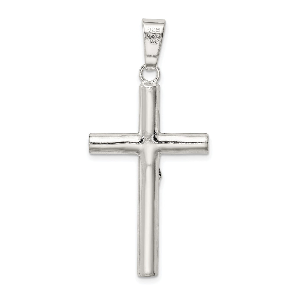 Sterling Silver 925 Polished Hollow 3D Crucifix Pendant