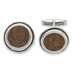 Sterling Silver Antiqued Roman Coin Cuff Links