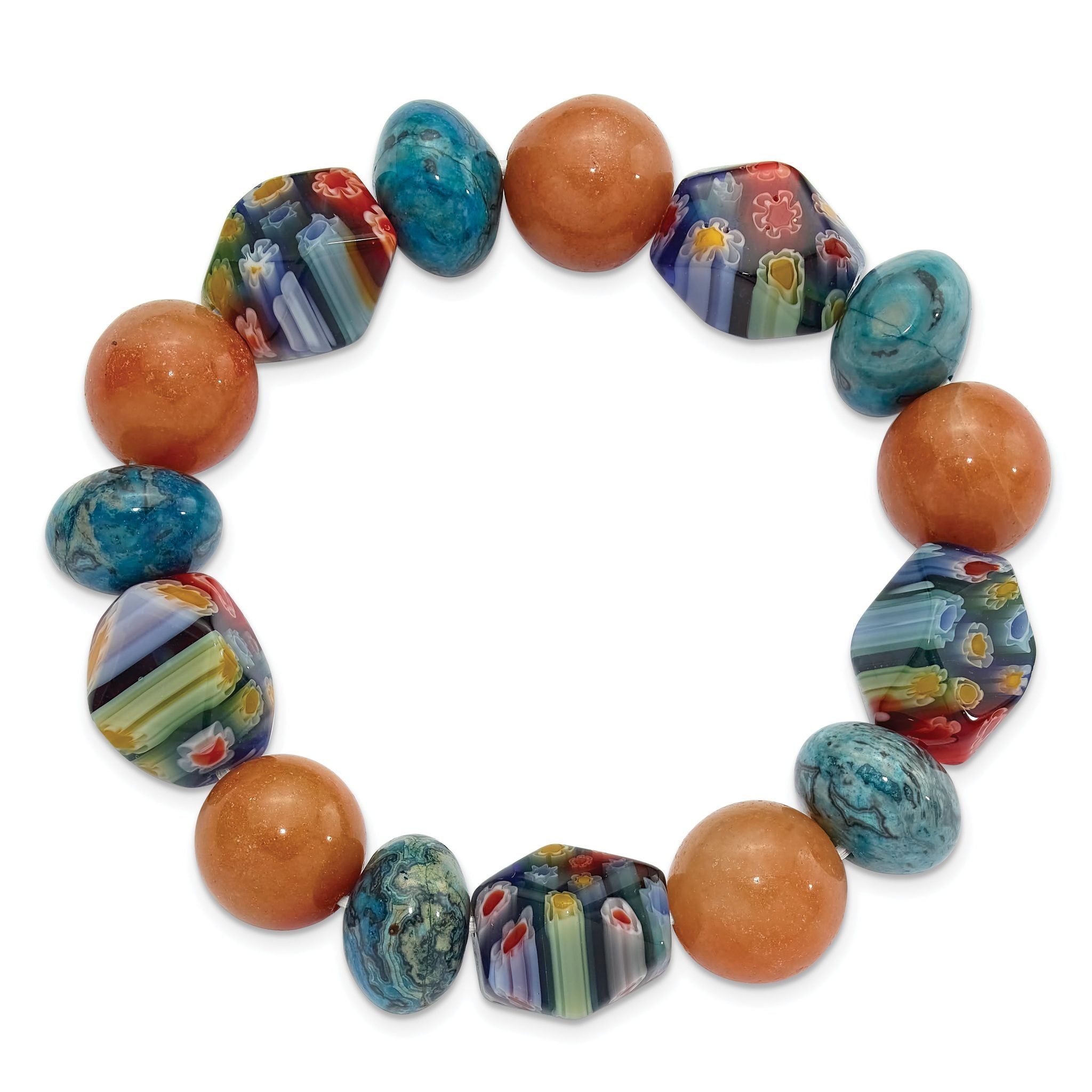 Aventurine, Agate and Kangsai Glass Beaded Stretch Bracelet Secondary image