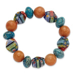 Aventurine, Agate and Kangsai Glass Beaded Stretch Bracelet