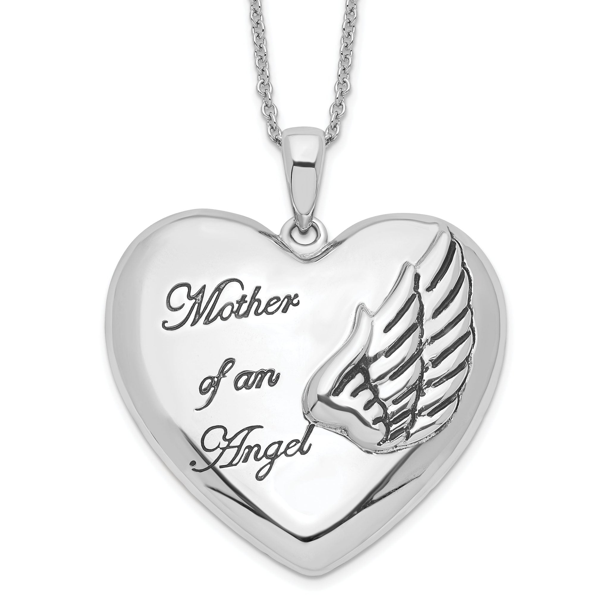 Sentimental Expressions Sterling Silver Rhodium-plated and Antiqued Mother of an Angel 18inch Necklace Main image