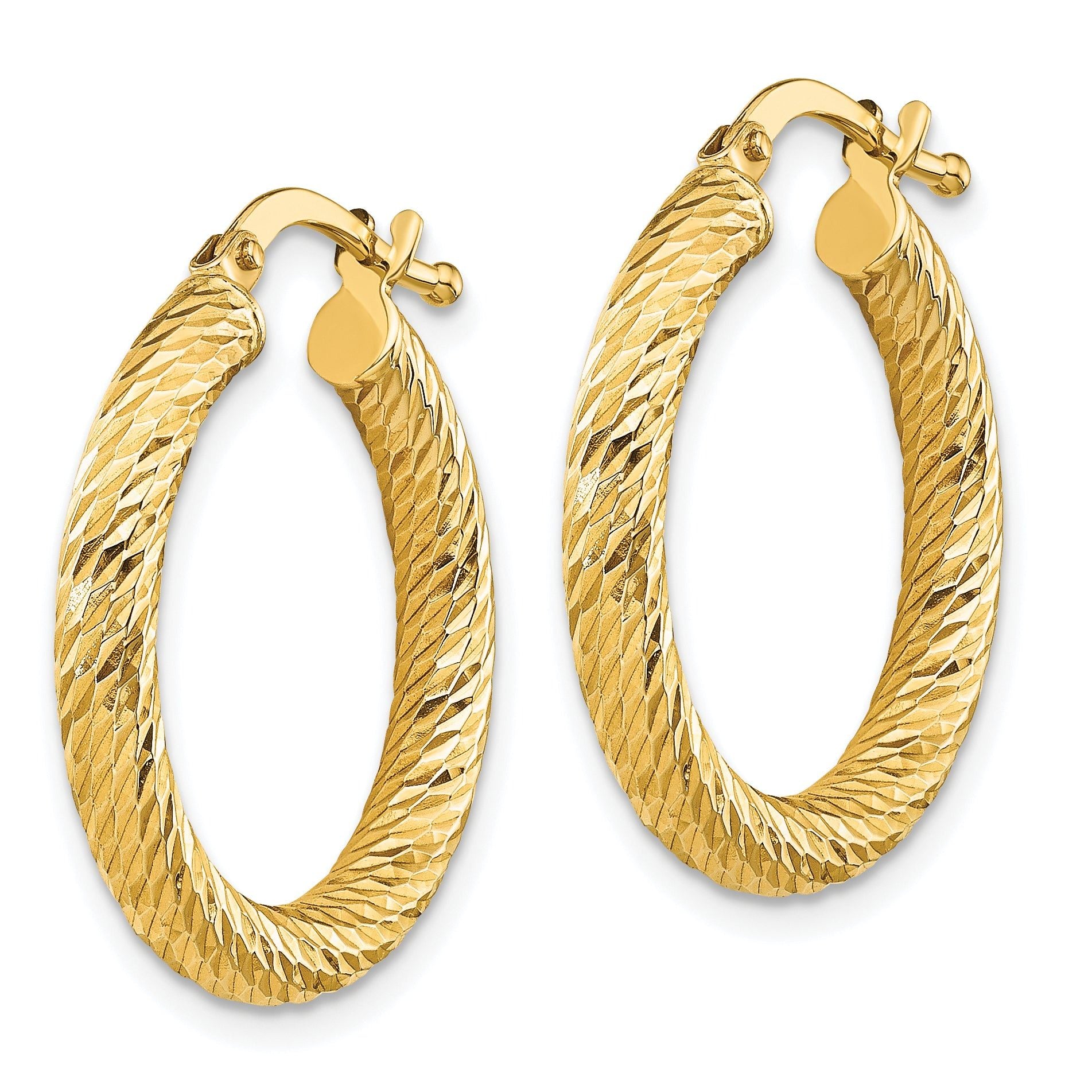 10K Gold Diamond-Cut Hoop Earrings with Polished Finish 22.86mm Secondary image
