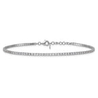 Sterling Silver Rhodium-plated 2mm CZ 9 inch Plus 0.75 inch Extender  - Total 9.75inch Anklet