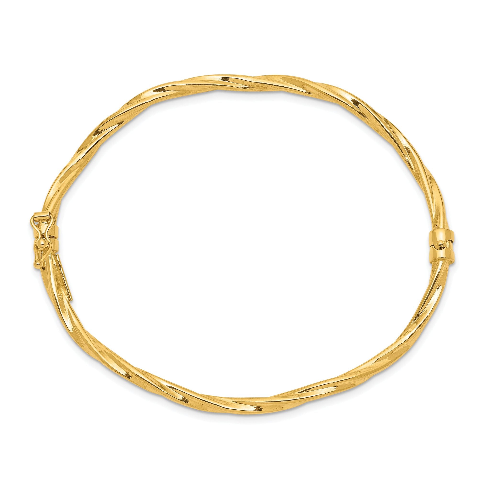 14k Polished Twisted Hinged Bangle Bracelet Secondary image