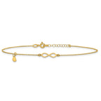 14K Infinity and Dangle Heart 9 inch Plus 1 inch Extender - Total 10 inch Anklet