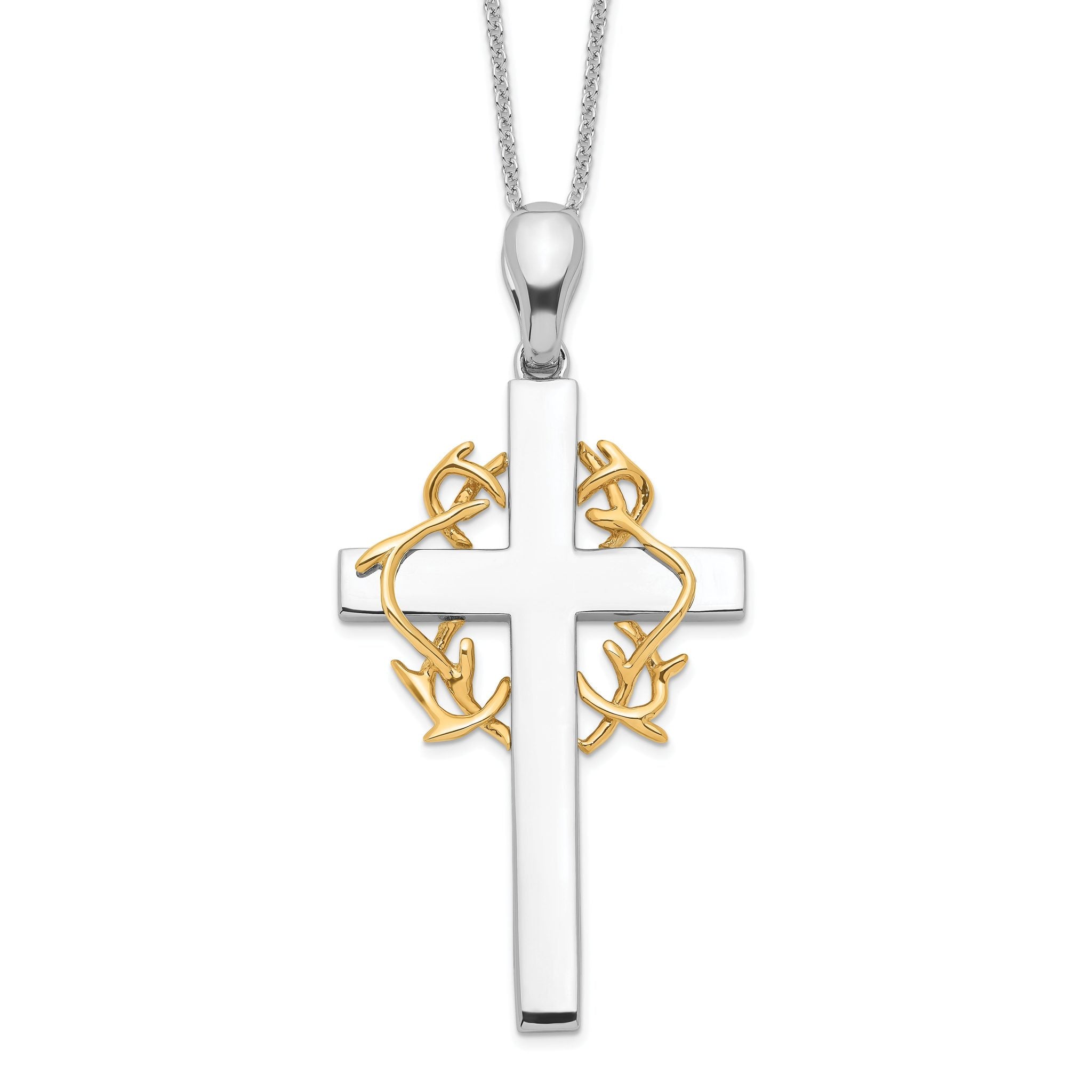 Sentimental Expressions Sterling Silver Gold-plated No Greater Love Cross 18in Necklace Main image