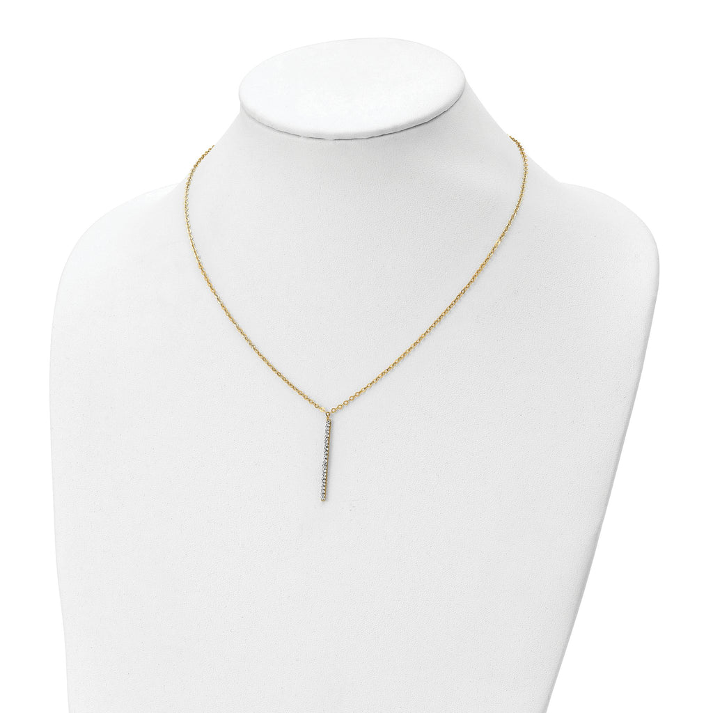 14K Polished Crystal w/1in ext Necklace