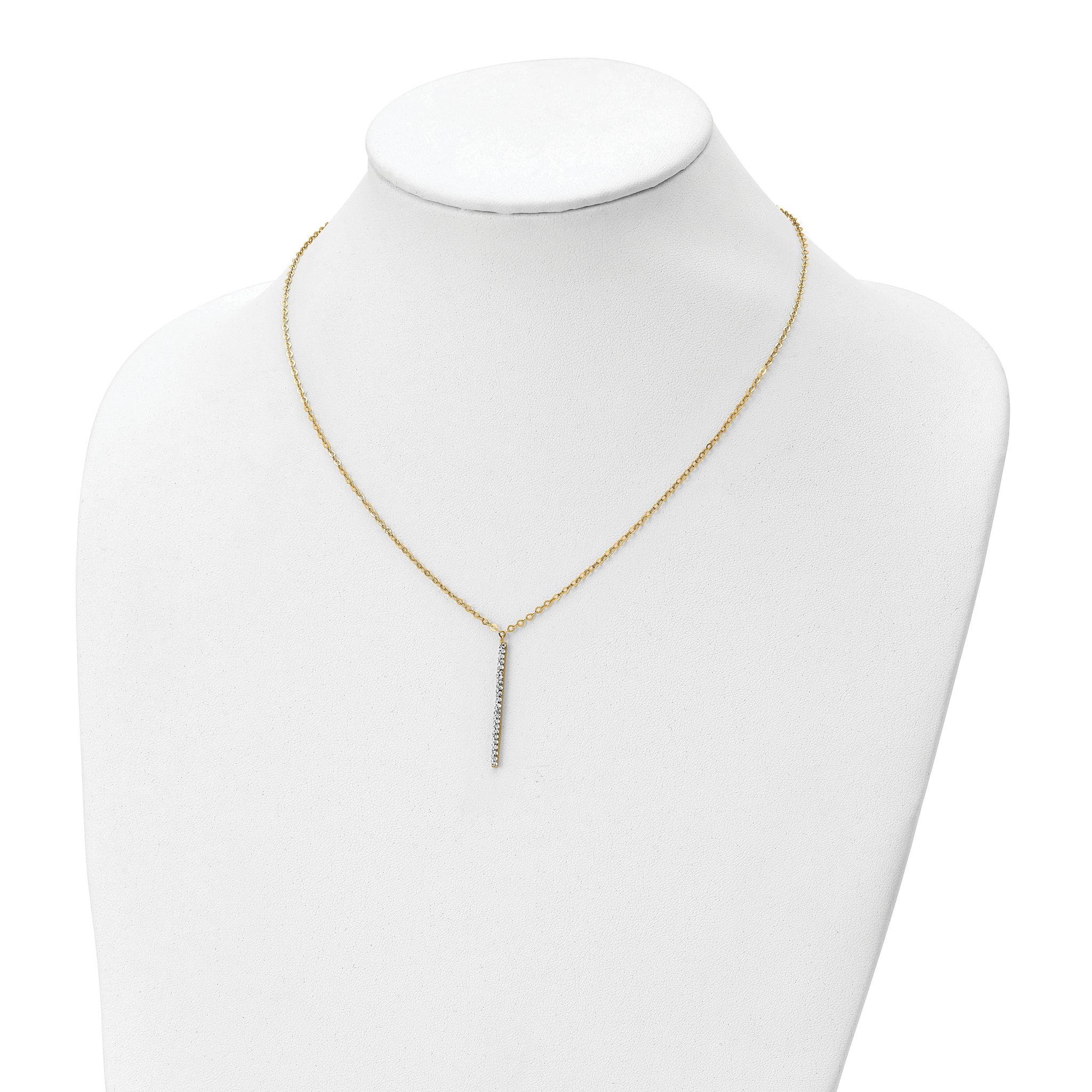 14K Polished Crystal w/1in ext Necklace