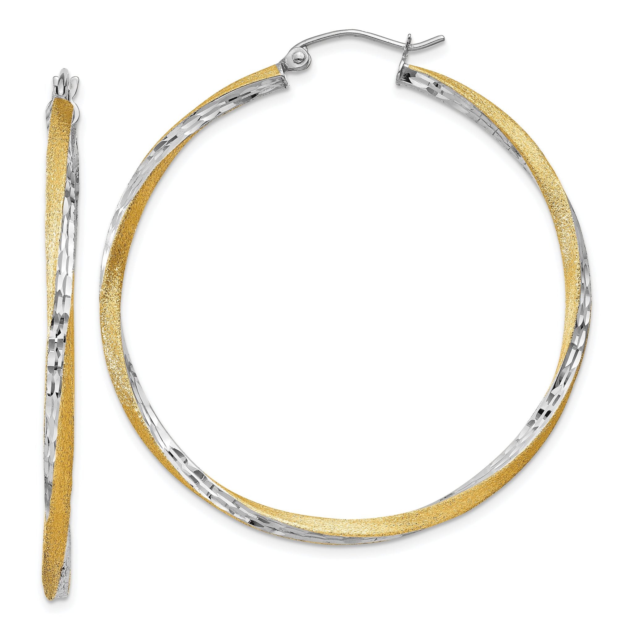 14k & Rhodium Diamond-cut 2.5mm Twisted Hoop Earrings Main image