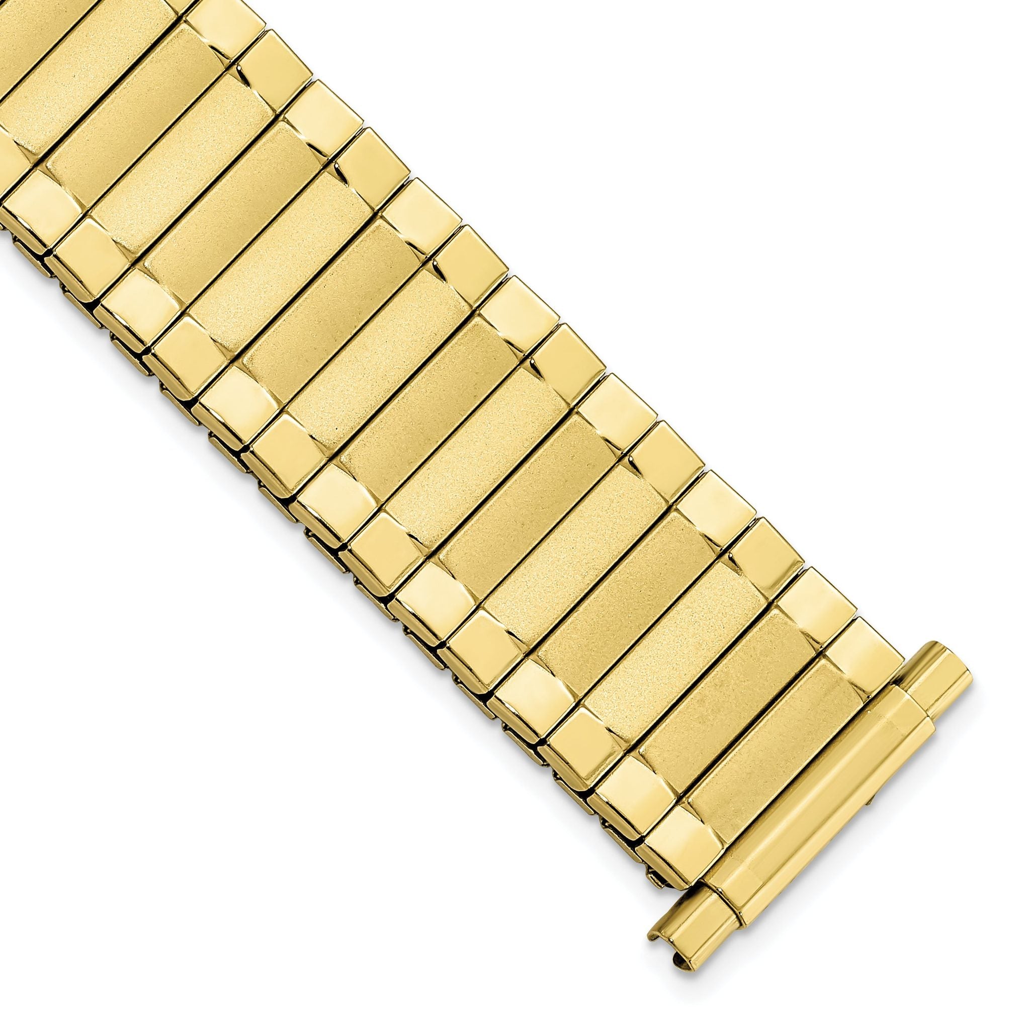 Mens Long 17-22mm Satin and Polished Yellow IP-plated Stainless Steel 7.25 inch Expansion Watch Band Main image