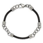 Stainless Steel Polished Black IP-plated Cable Bracelet for Men