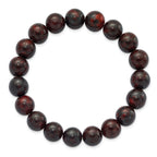 10mm Black and Red Agate Beaded Stretch Bracelet