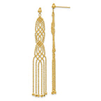 14K Gold Beaded Drop Earrings with Polished Finish for Women