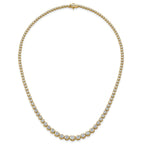14k 10 1/2 carat Lab Grown Diamond VS+ F+ Complete Round 16 inch Graduated Tennis Necklace