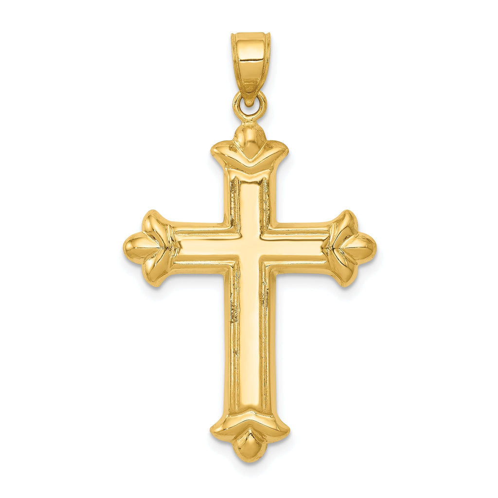 14K Gold Reversible Diamond-Cut Cross Pendant 39mm