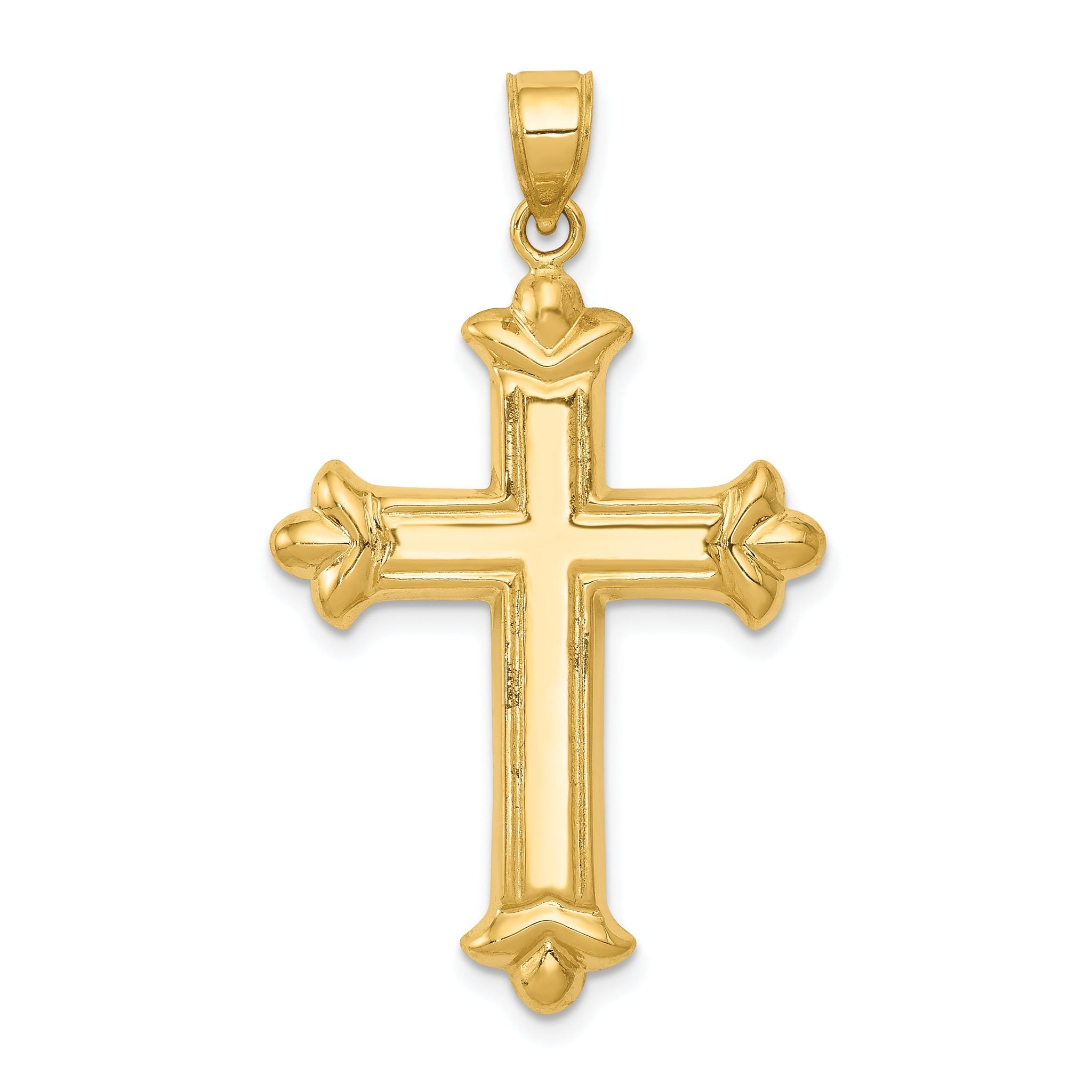 14K Gold Reversible Diamond-Cut Cross Pendant 39mm