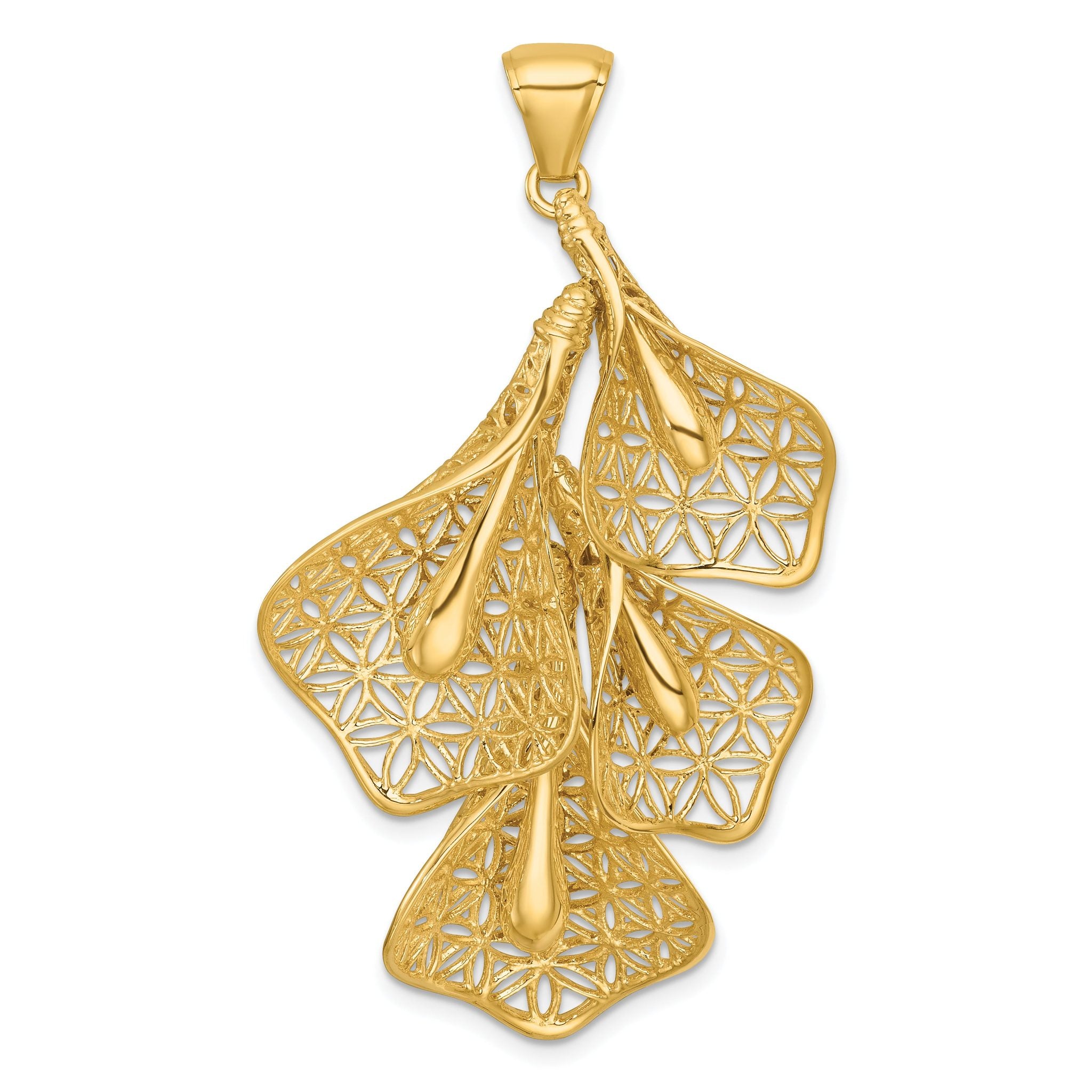 14k Polished Filigree Calla Lily Flower Pendant Main image