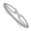 Sterling Silver Rhod-plat Polished CZ Woven Flexible Cuff