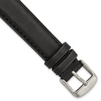 Full Oil Leather Watch Band in Black with Steel Buckle, 24mm