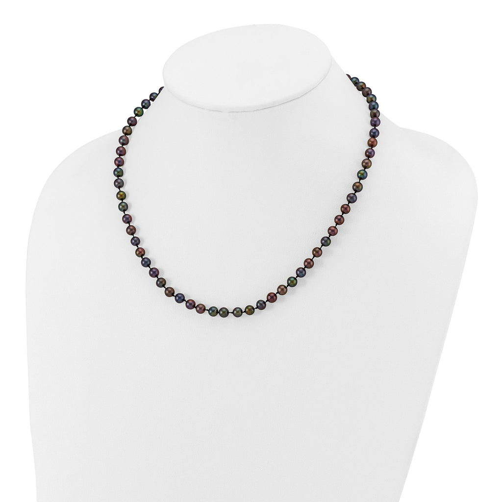 14k 5-6mm Black Near-Round Freshwater Cultured Pearl 7.5 inch Bracelet