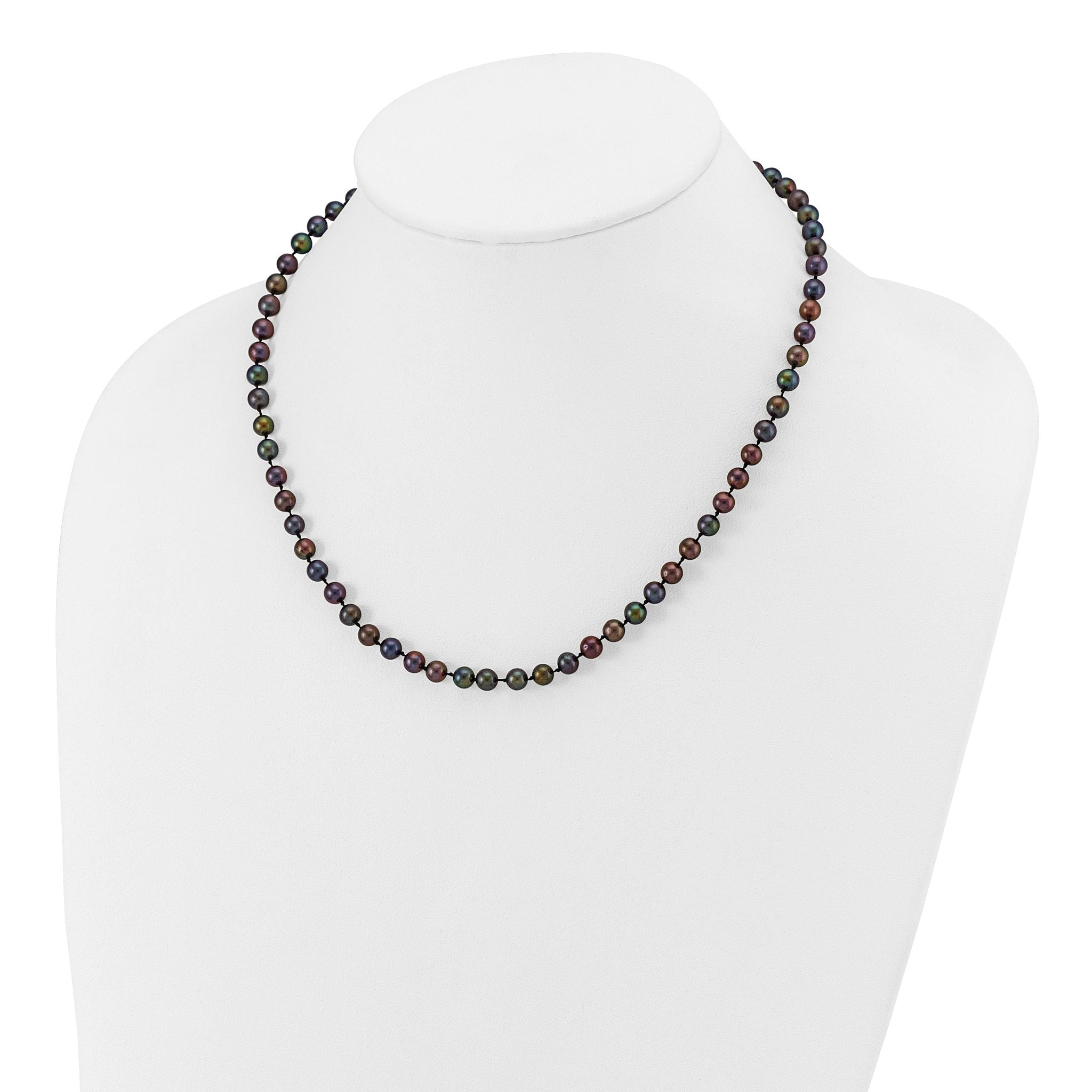 14k 5-6mm Black Near-Round Freshwater Cultured Pearl 7.5 inch Bracelet