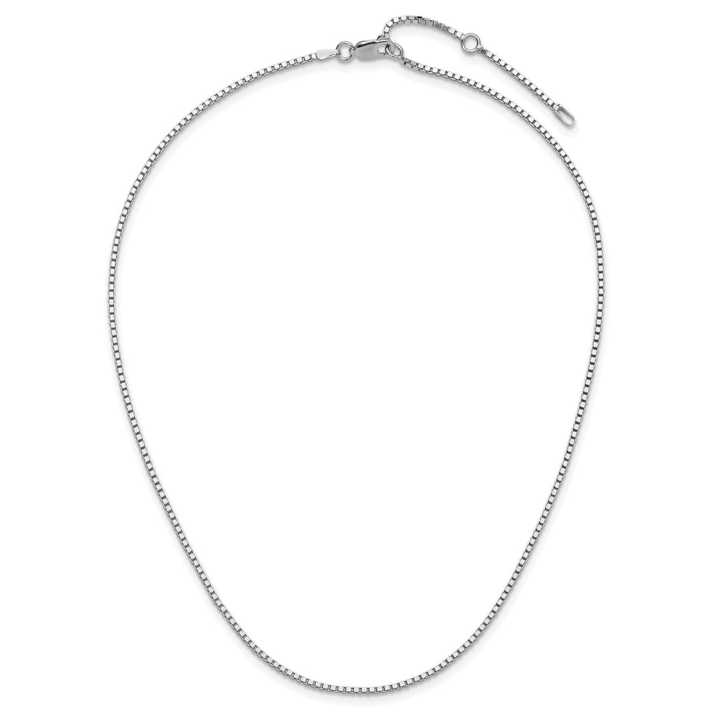 SS Rh-plated 1.5mm Box 1in+1in Adjustable Chain