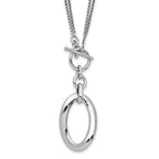 Sterling Silver 925 Polished Fancy Necklace with Rhodium 2-Strand Design