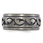 Black & Grey Brushed Wedding Band in Titanium, 10mm