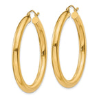 10K Gold Polished 4mm Tube Hoop Earrings for Women Elegant Style