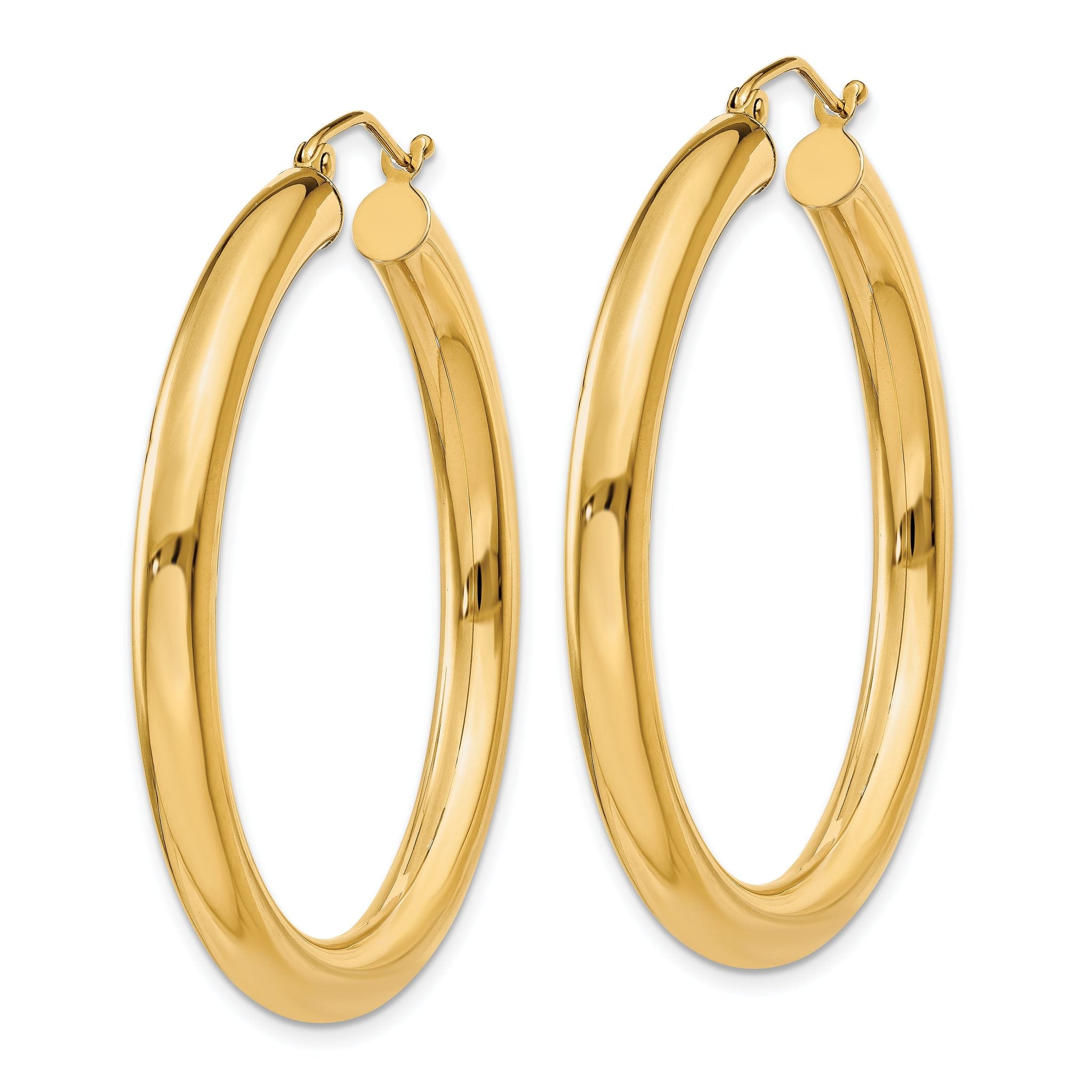 10K Gold Polished 4mm Tube Hoop Earrings for Women Elegant Style