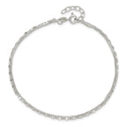 Sterling Silver 2-Strand 9in Plus 1 in Ext. Fancy Chain Anklet