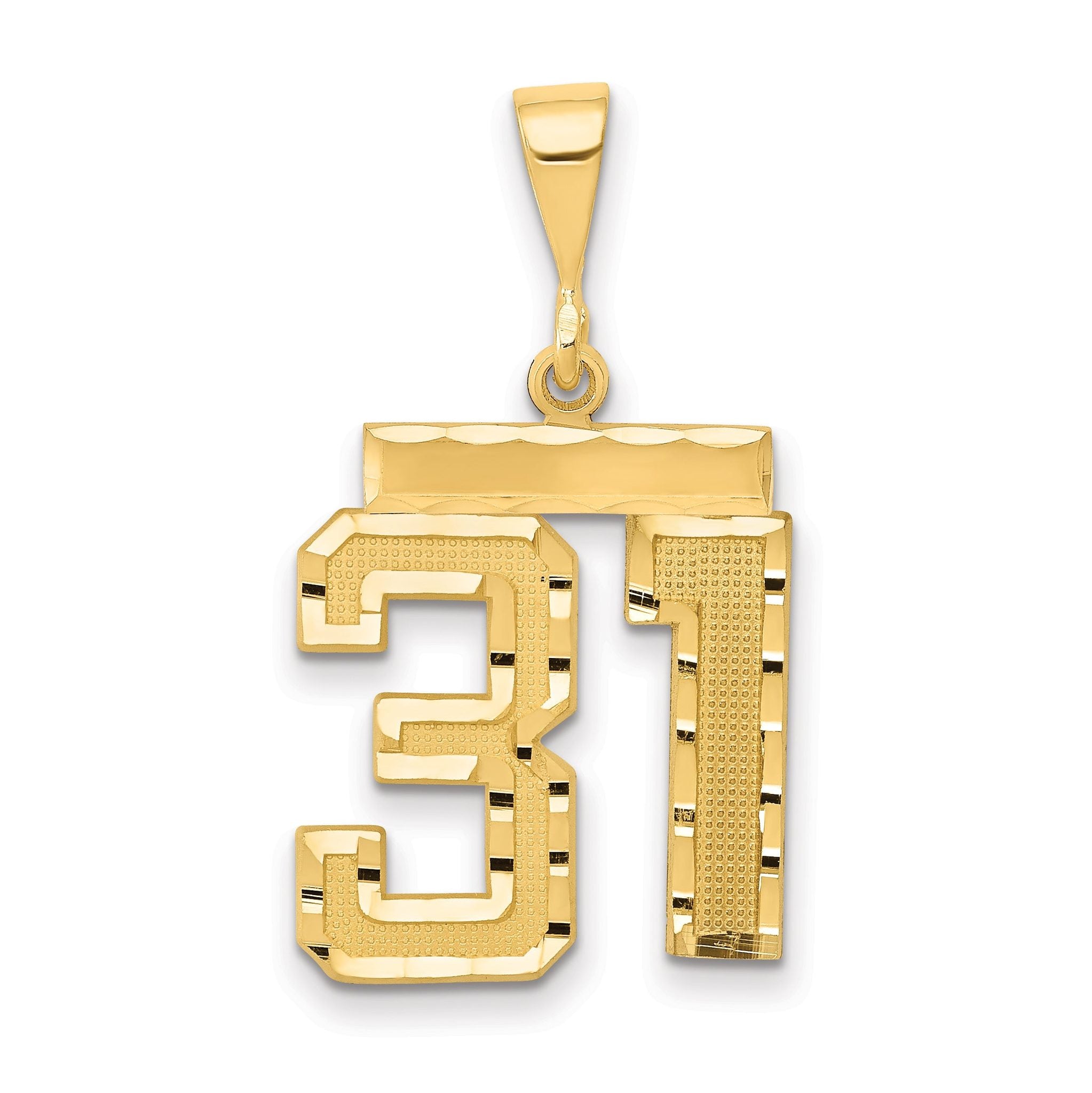 14K Gold Diamond-Cut Number 31 Charm with Polished Finish