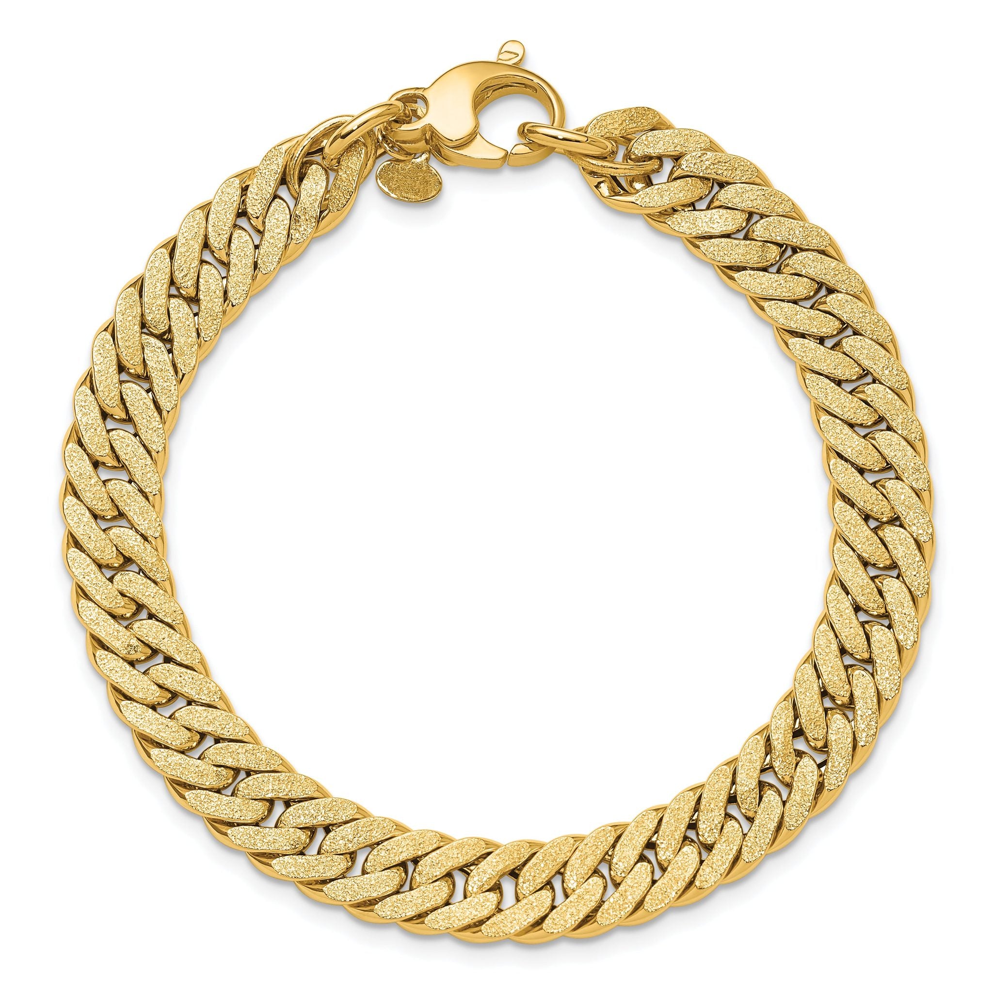 14K Polished and Satin Reversible Fancy Curb Bracelet