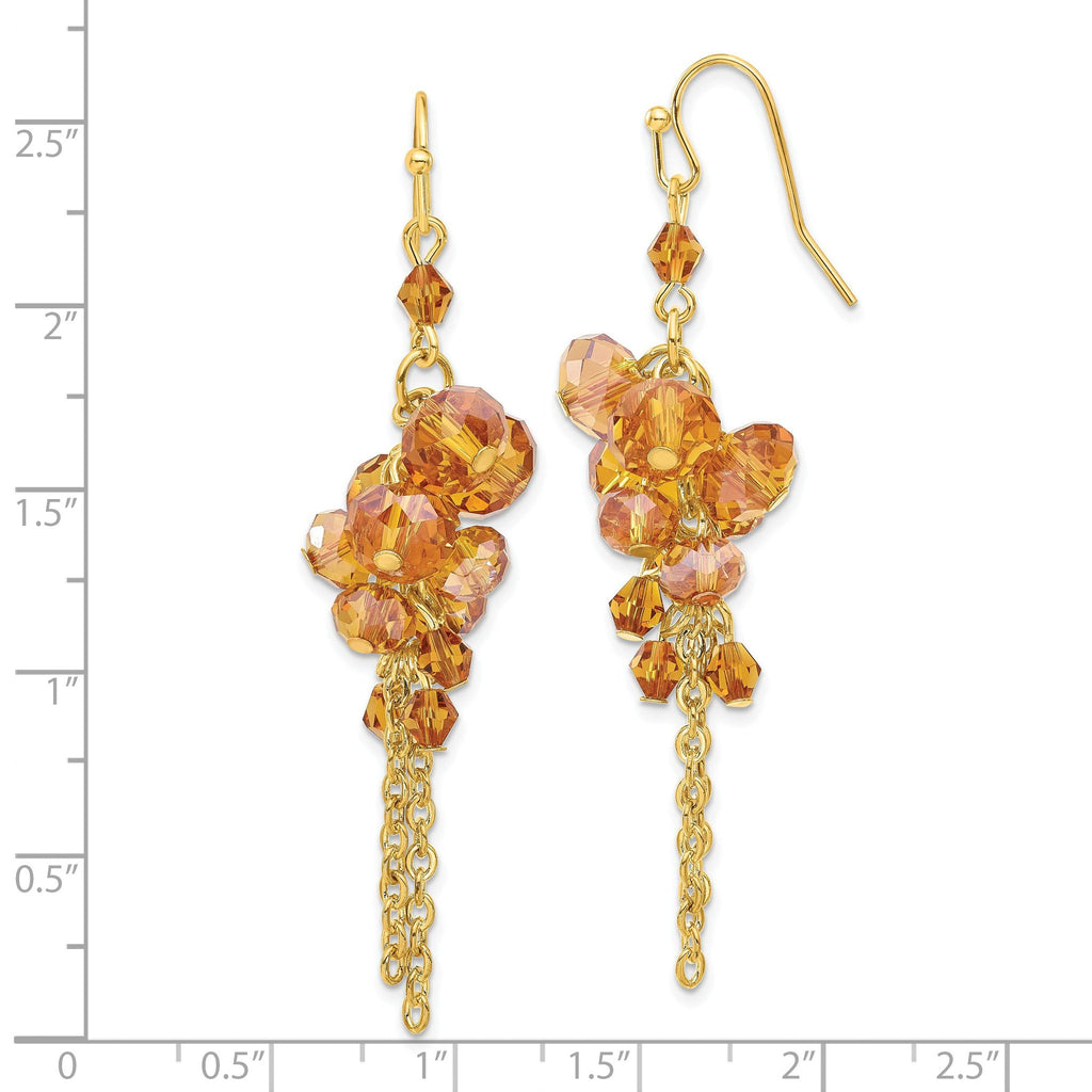 Champagne Crystal Dangle Earrings in Gold-Tone Finish